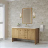 Hudson 60" Single Vanity, Light Natural Oak w/ 3 CM Ethereal Noctis Top w/ FreePower Wireless Charger