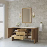 Hudson 60" Single Vanity, Light Natural Oak w/ 3 CM Ethereal Noctis Top w/ FreePower Wireless Charger