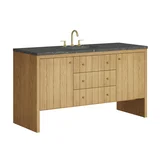 Hudson 60" Single Vanity, Light Natural Oak w/ 3 CM Parisien Bleu Top w/ FreePower Wireless Charger