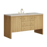 Hudson 60" Single Vanity, Light Natural Oak, w/ 3 CM Siberian Silestone Top w/FreePower Wireless Charger