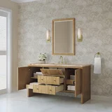 Hudson 60" Single Vanity, Light Natural Oak, w/ 3 CM Tajnar Eclos Top w/FreePower Wireless Charger