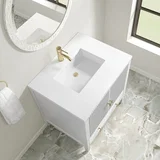 Myrrin 30" Single Vanity, Bright White w/ Single Hole 3 CM White Zeus Silestone Top and Matching Backsplash