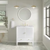 Myrrin 30" Single Vanity, Bright White w/ 3 CM Carrara Marble Top