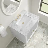 Myrrin 30" Single Vanity, Bright White w/ 3 CM Carrara Marble Top