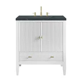 Myrrin 30" Single Vanity, Bright White w/ 3 CM Charcoal Soapstone Silestone Top