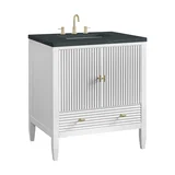Myrrin 30" Single Vanity, Bright White w/ 3 CM Charcoal Soapstone Silestone Top