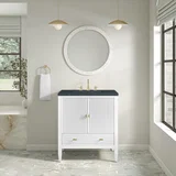 Myrrin 30" Single Vanity, Bright White w/ 3 CM Charcoal Soapstone Silestone Top