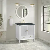 Myrrin 30" Single Vanity, Bright White w/ 3 CM Charcoal Soapstone Silestone Top