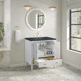 Myrrin 30" Single Vanity, Bright White w/ 3 CM Charcoal Soapstone Silestone Top