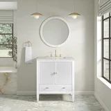 Myrrin 30" Single Vanity, Bright White w/ 3 CM Eternal Jasmine Pearl Silestone Top