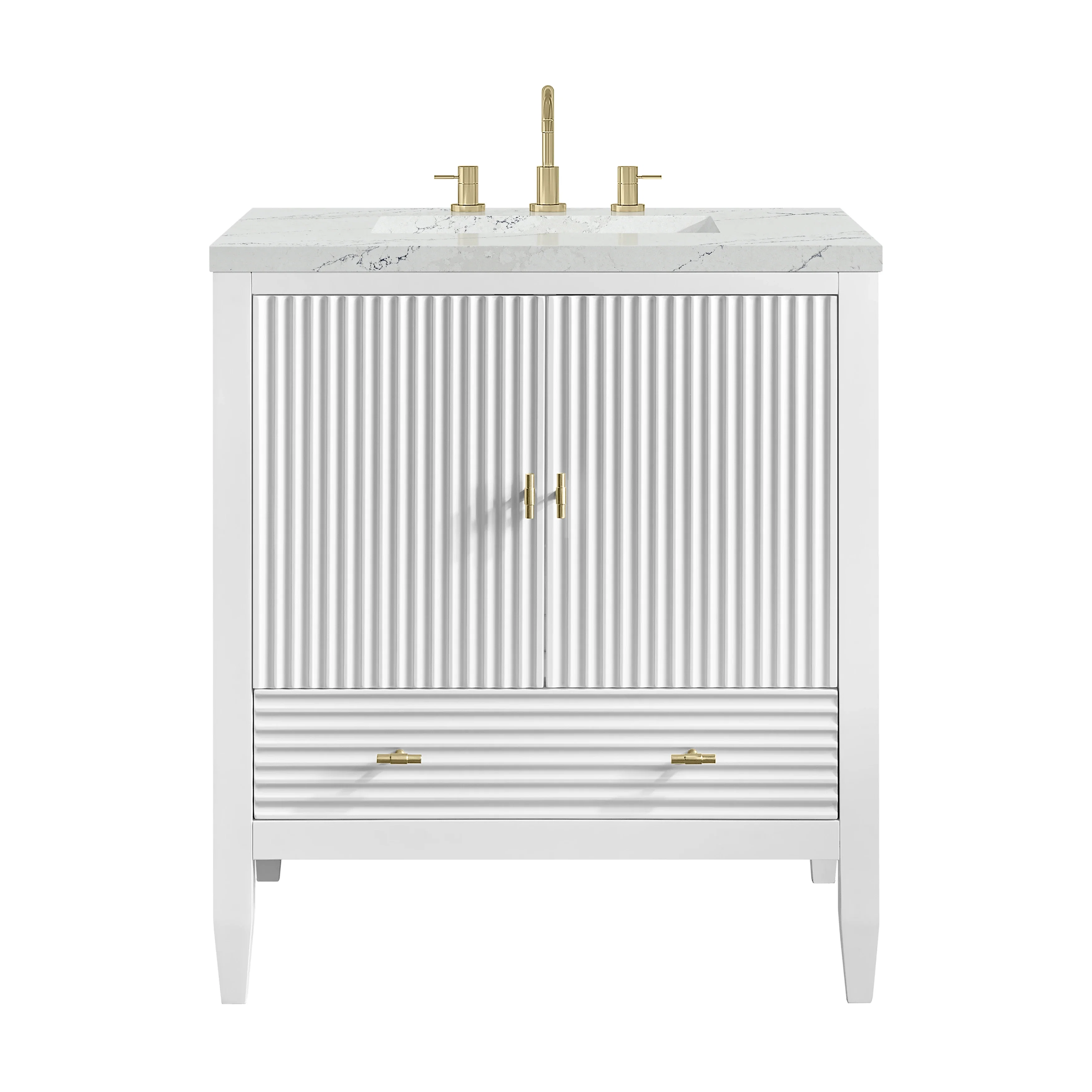 Myrrin 30" Single Vanity, Bright White w/ 3 CM Ethereal Noctis Silestone Top
