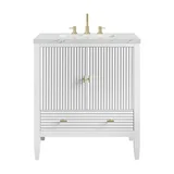 Myrrin 30" Single Vanity, Bright White w/ 3 CM Ethereal Noctis Silestone Top
