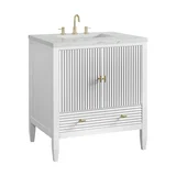 Myrrin 30" Single Vanity, Bright White w/ 3 CM Ethereal Noctis Silestone Top