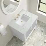 Myrrin 30" Single Vanity, Bright White w/ 3 CM Ethereal Noctis Silestone Top