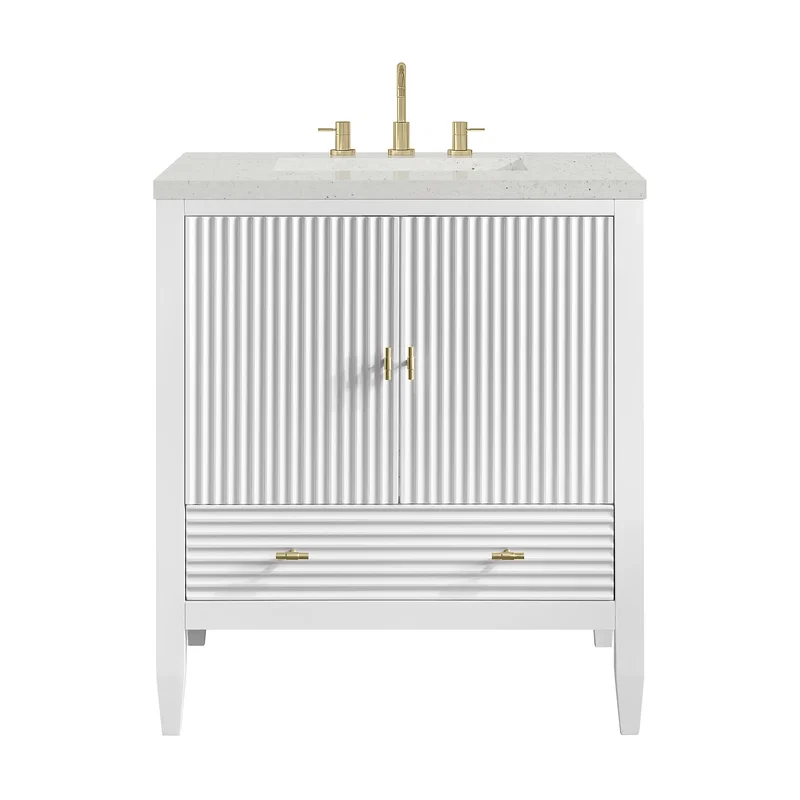 Myrrin 30" Single Vanity, Bright White w/ 3 CM Lime Delight Silestone Top