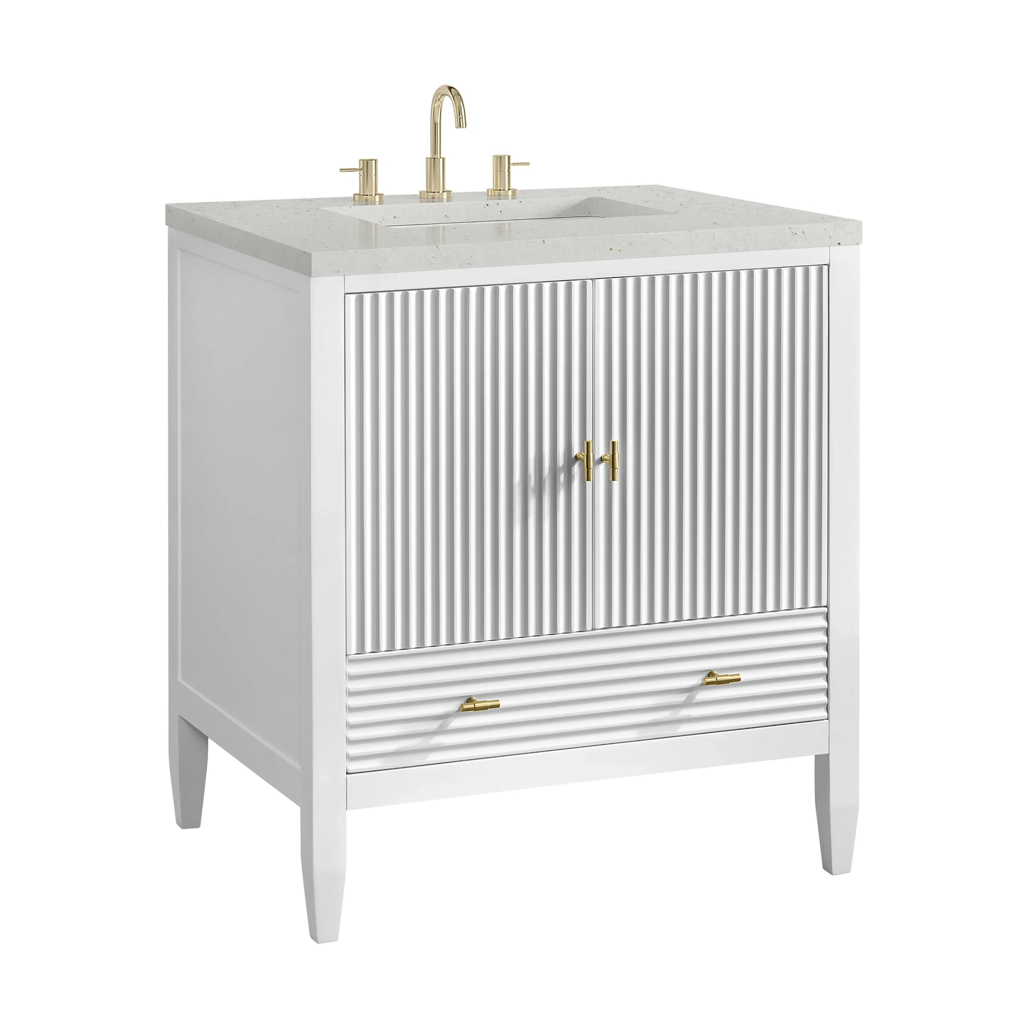 Myrrin 30" Single Vanity, Bright White w/ 3 CM Lime Delight Silestone Top