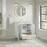 Myrrin 30" Single Vanity, Bright White w/ 3 CM Lime Delight Silestone Top