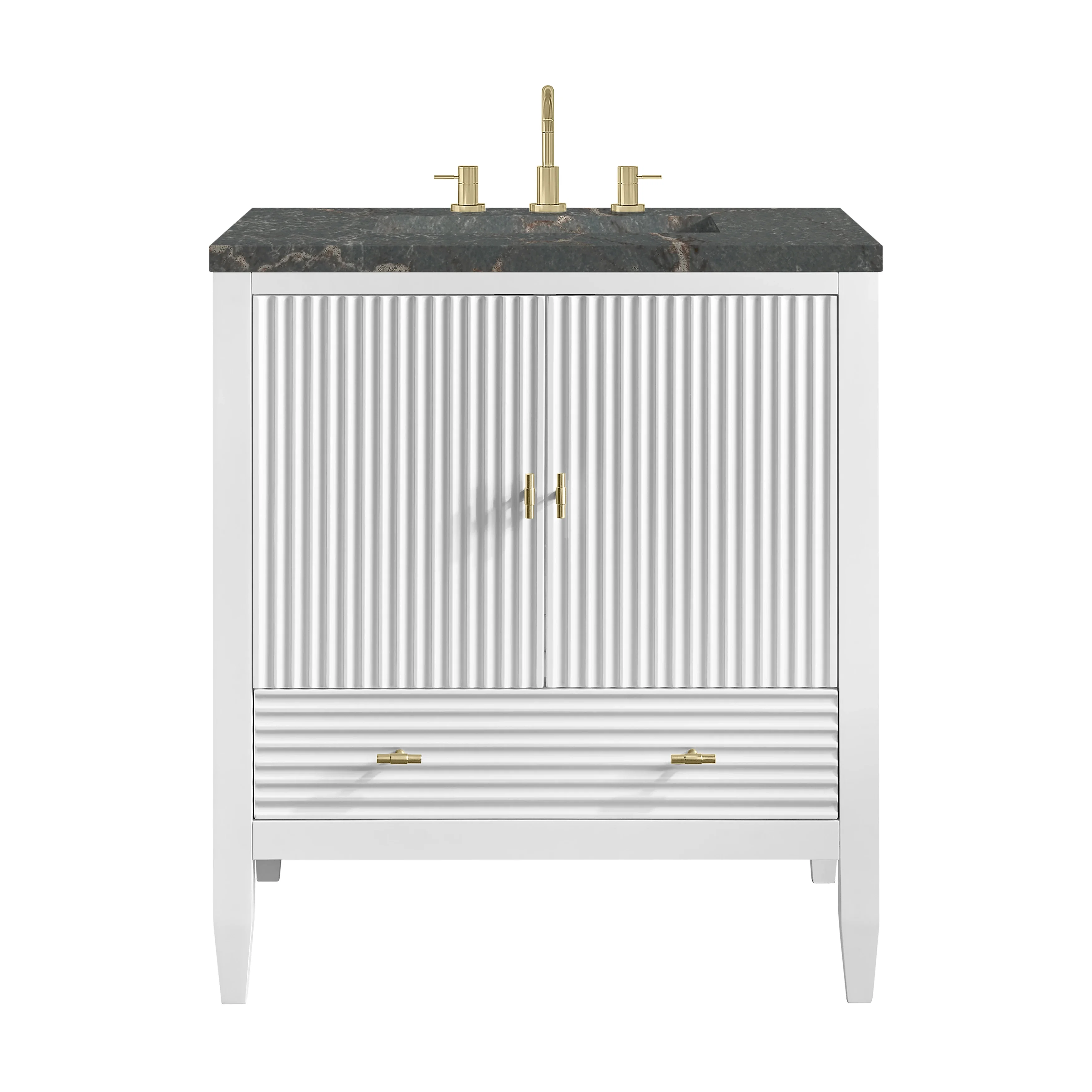 Myrrin 30" Single Vanity, Bright White w/ 3 CM Parisien Bleu Silestone Top