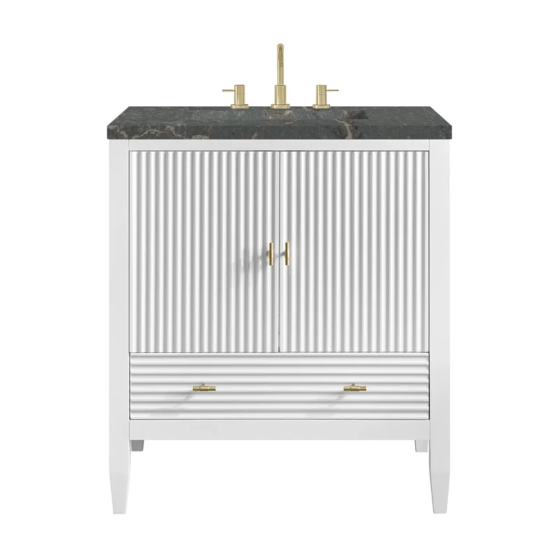 Myrrin 30" Single Vanity, Bright White w/ 3 CM Parisien Bleu Silestone Top
