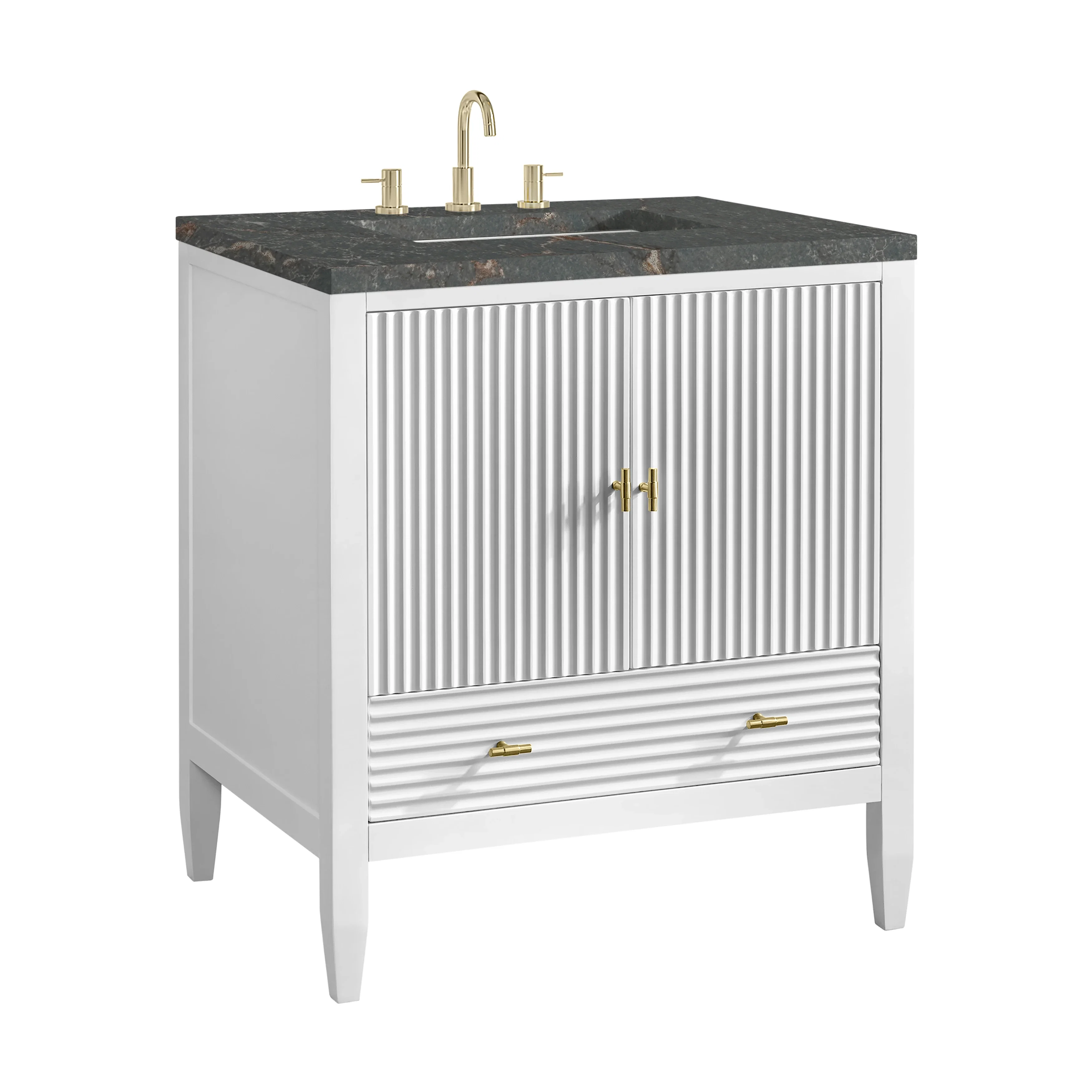 Myrrin 30" Single Vanity, Bright White w/ 3 CM Parisien Bleu Silestone Top