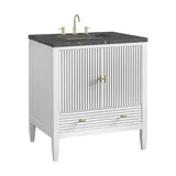 Myrrin 30" Single Vanity, Bright White w/ 3 CM Parisien Bleu Silestone Top