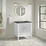 Myrrin 30" Single Vanity, Bright White w/ 3 CM Parisien Bleu Silestone Top