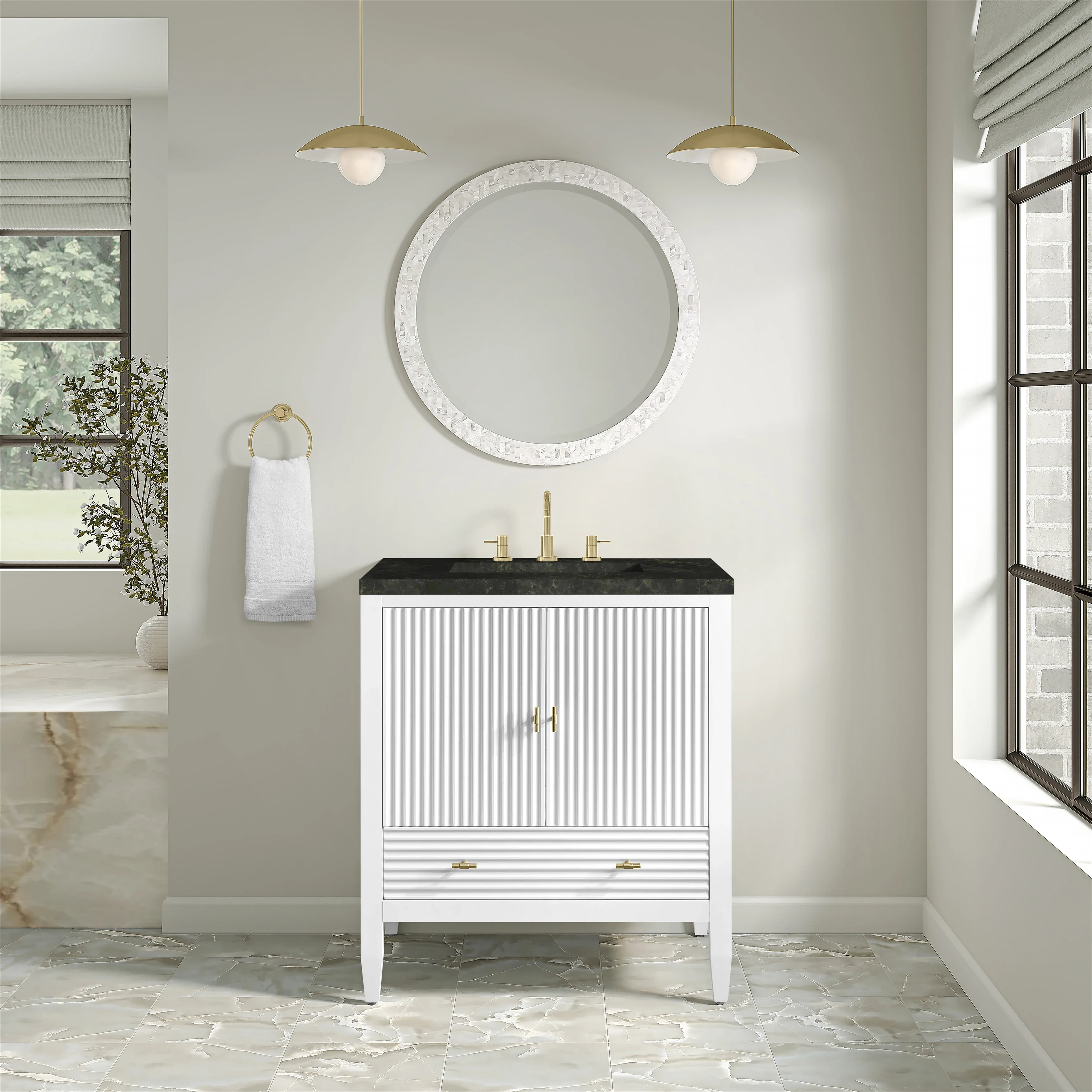 Myrrin 30" Single Vanity, Bright White w/ 3 CM Phantome Eclos Top