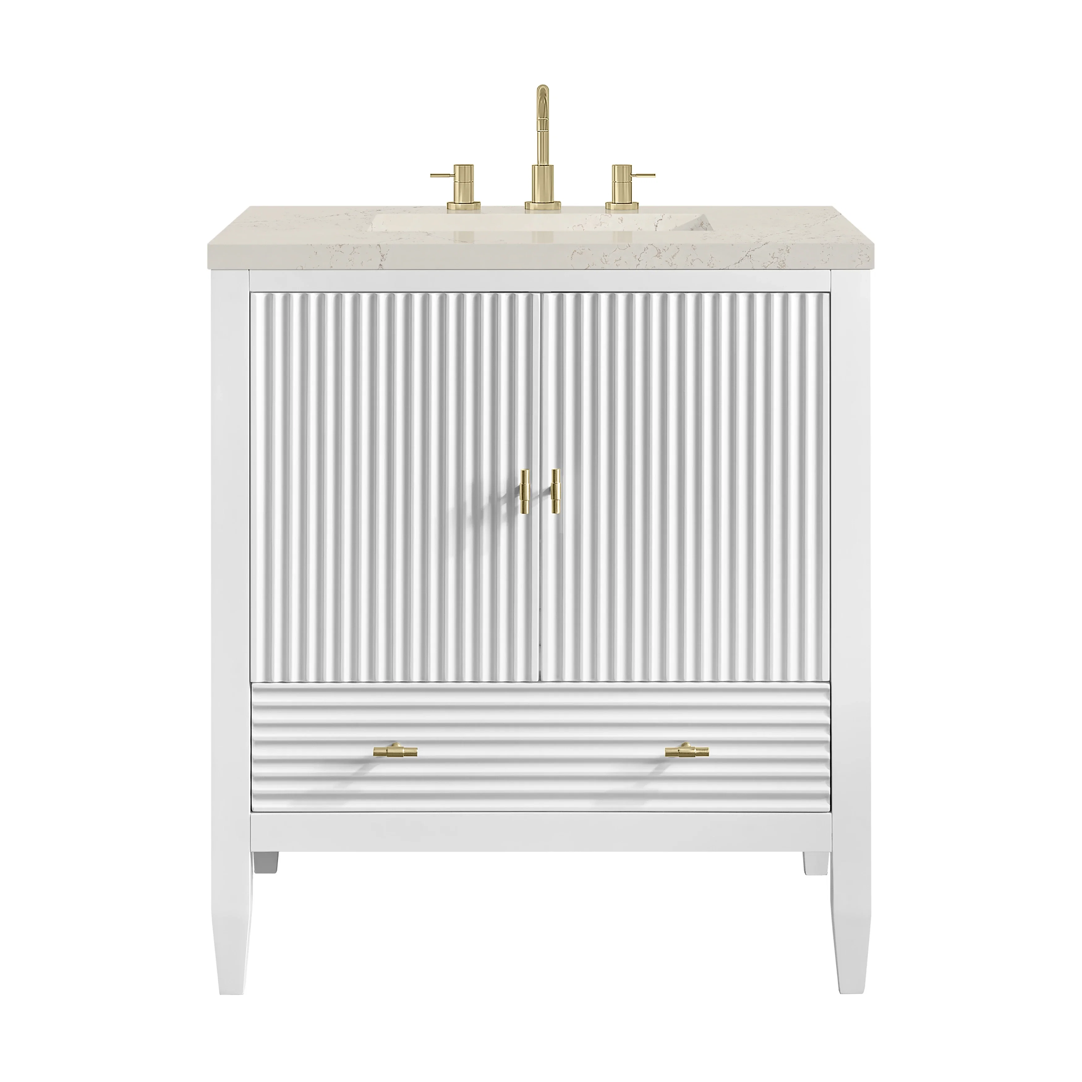 Myrrin 30" Single Vanity, Bright White w/ 3 CM Siberian Silestone Top