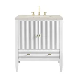Myrrin 30" Single Vanity, Bright White w/ 3 CM Siberian Silestone Top