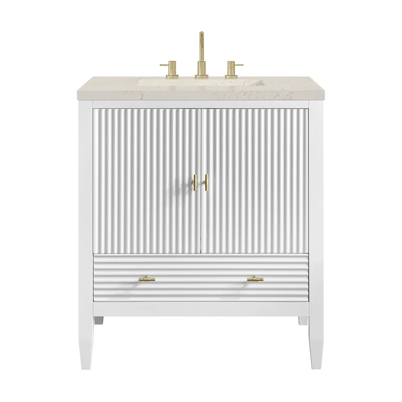 Myrrin 30" Single Vanity, Bright White w/ 3 CM Siberian Silestone Top
