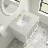 Myrrin 30" Single Vanity, Bright White w/ 3 CM Siberian Silestone Top