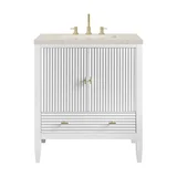 Myrrin 30" Single Vanity, Bright White w/ 3 CM Siberian Silestone Top