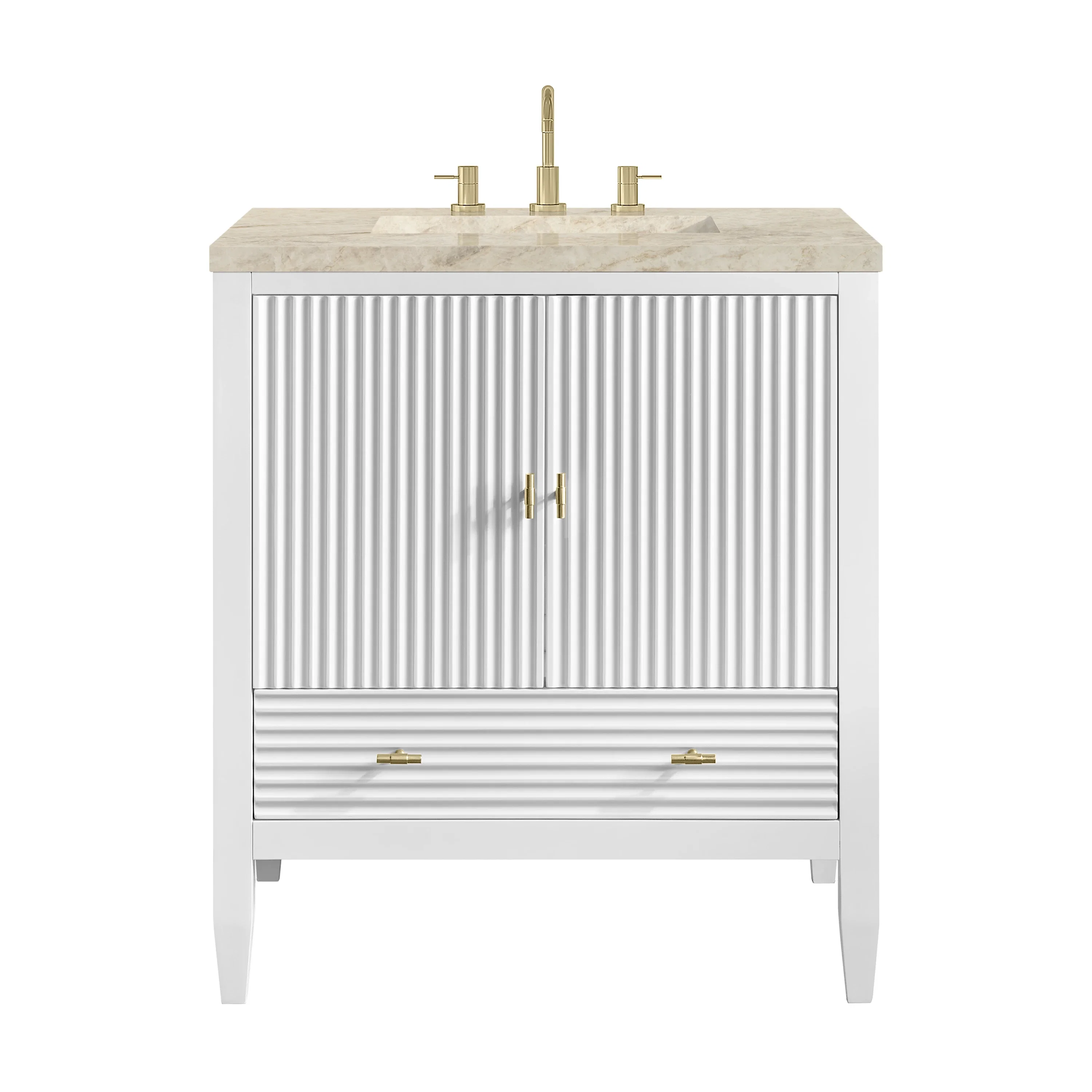 Myrrin 30" Single Vanity, Bright White w/ 3 CM Tajnar Eclos Top