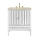 Myrrin 30" Single Vanity, Bright White w/ 3 CM Tajnar Eclos Top