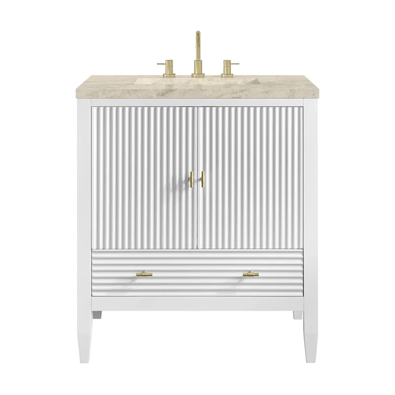 Myrrin 30" Single Vanity, Bright White w/ 3 CM Tajnar Eclos Top