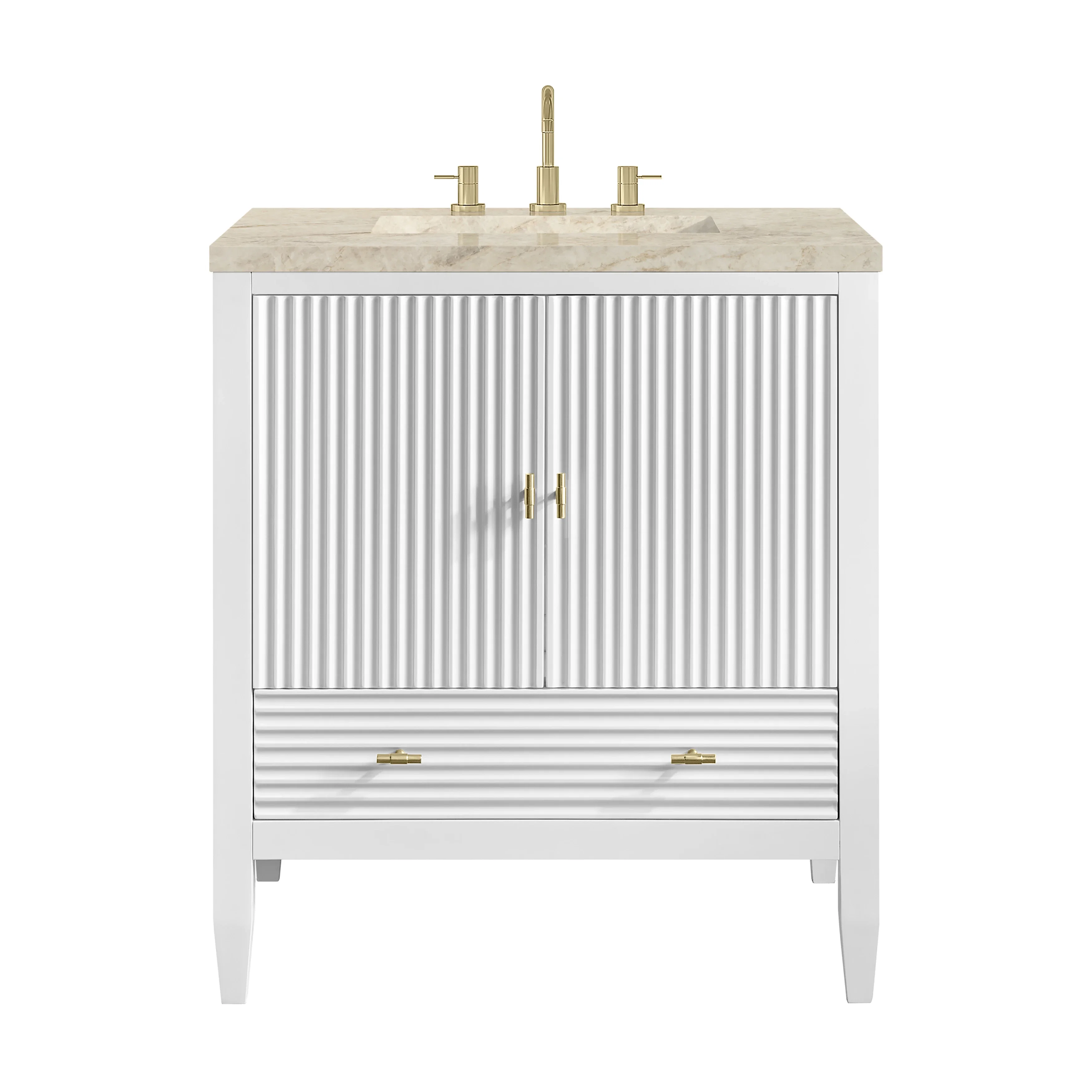 Myrrin 30" Single Vanity, Bright White w/ 3 CM Tajnar Eclos Top