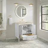 Myrrin 30" Single Vanity, Bright White w/ 3 CM Tajnar Eclos Top