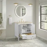 Myrrin 30" Single Vanity, Bright White w/ 3 CM Tajnar Eclos Top