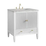 Myrrin 30" Single Vanity, Bright White w/ 3 CM Victorian Silver Silestone Top