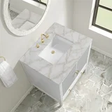 Myrrin 30" Single Vanity, Bright White w/ 3 CM Victorian Silver Silestone Top