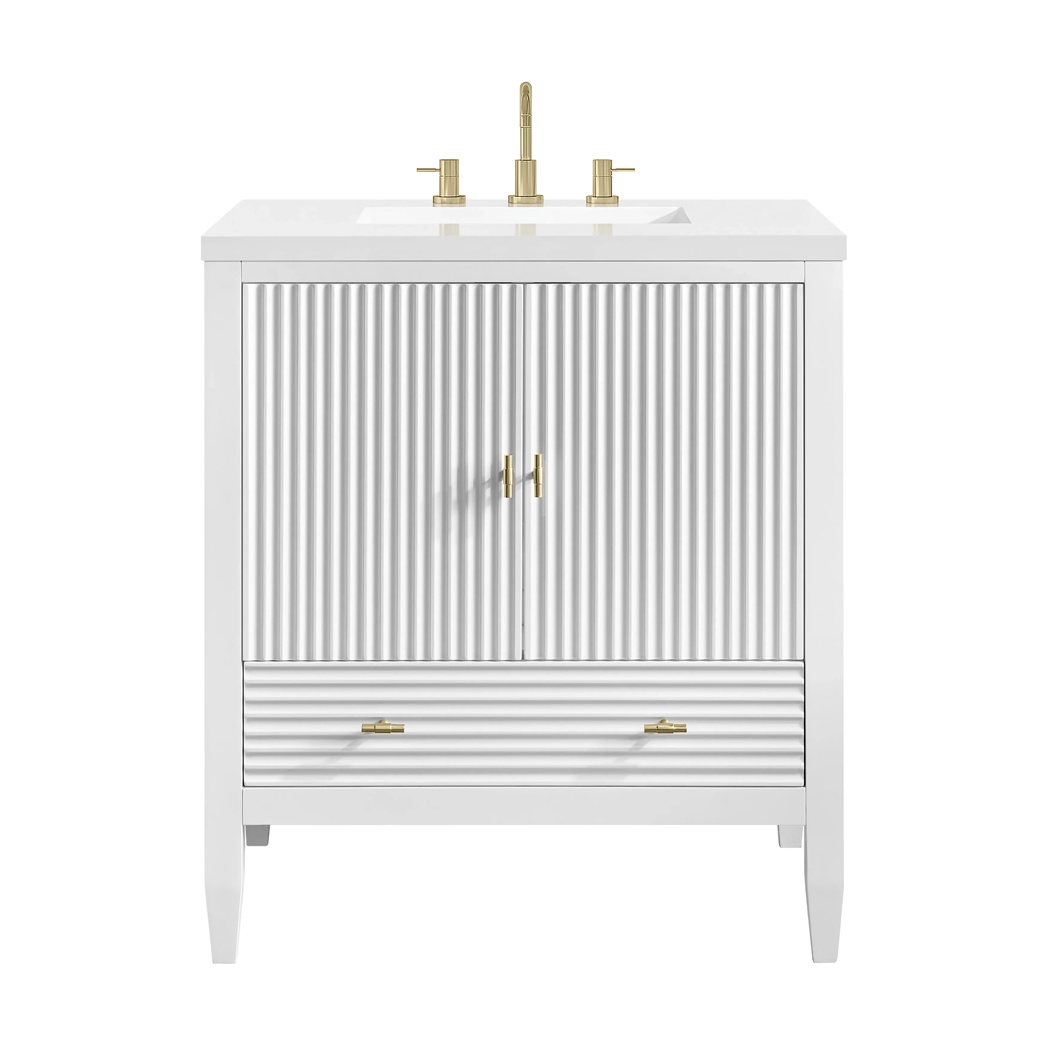 Myrrin 30" Single Vanity, Bright White w/ 3 CM White Zeus Silestone Top