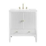 Myrrin 30" Single Vanity, Bright White w/ 3 CM White Zeus Silestone Top