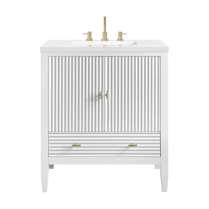 Myrrin 30" Single Vanity, Bright White w/ 3 CM White Zeus Silestone Top