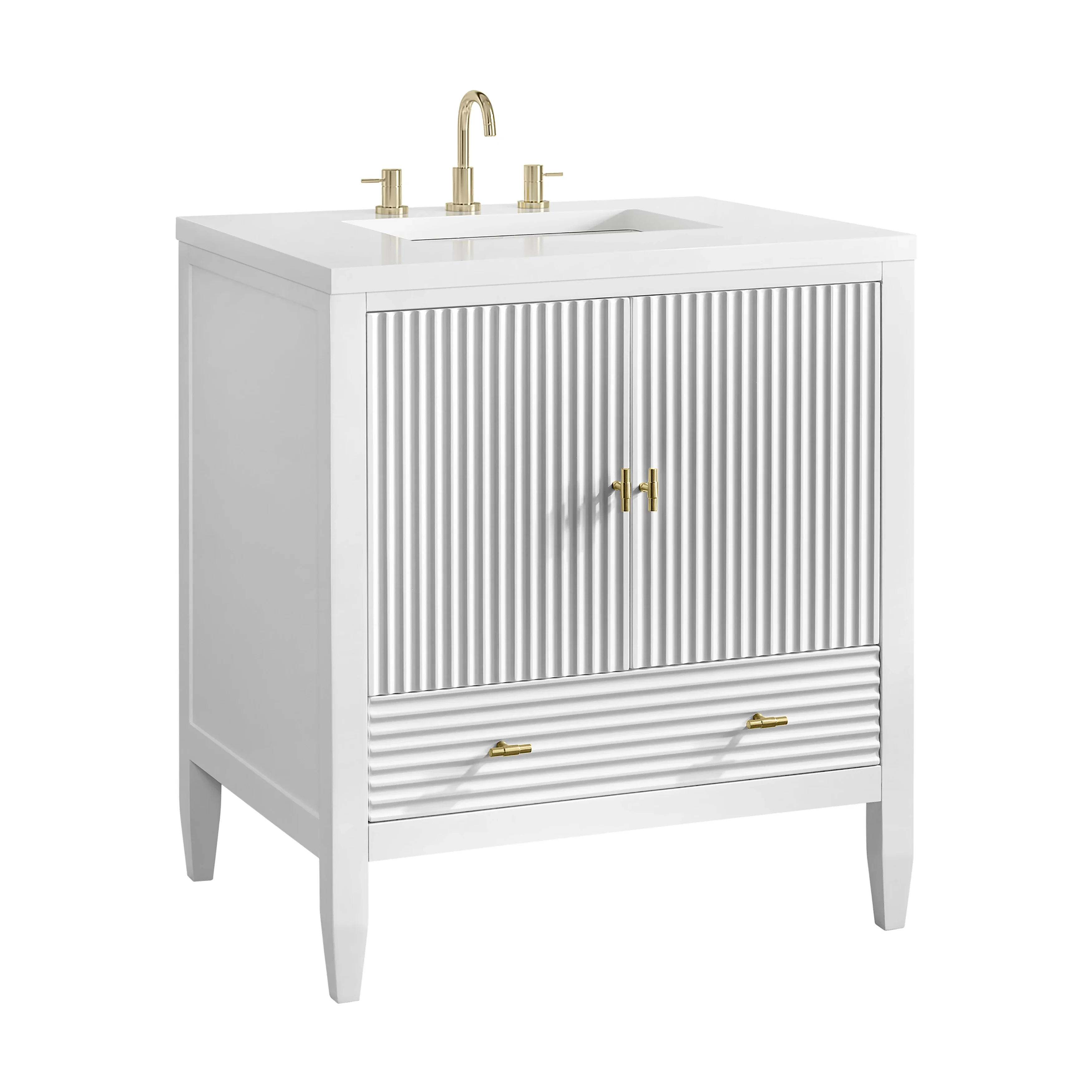 Myrrin 30" Single Vanity, Bright White w/ 3 CM White Zeus Silestone Top