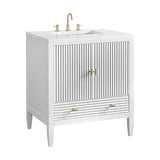 Myrrin 30" Single Vanity, Bright White w/ 3 CM White Zeus Silestone Top