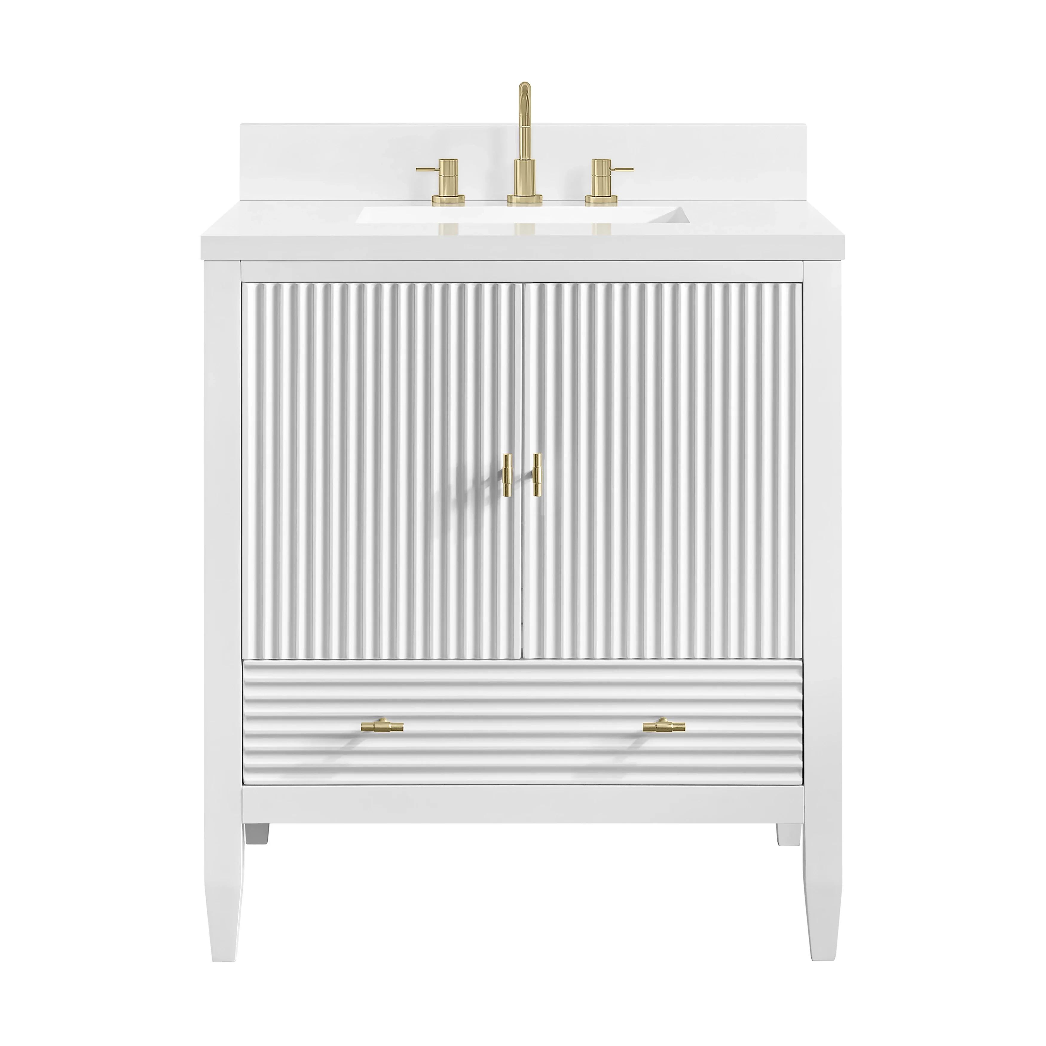 Myrrin 30" Single Vanity, Bright White w/ 3 CM White Zeus Silestone Top