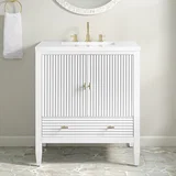 Myrrin 30" Single Vanity, Bright White w/ 3 CM White Zeus Silestone Top