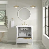 Myrrin 30" Single Vanity, Bright White w/ 3 CM White Zeus Silestone Top