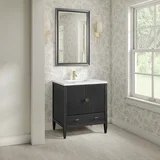 Myrrin 30" Single Vanity, Carbon Oak w/ Single Hole 3 CM White Zeus Silestone Top and Matching Backsplash