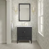 Myrrin 30" Single Vanity, Carbon Oak w/ 3 CM Carrara Marble Top